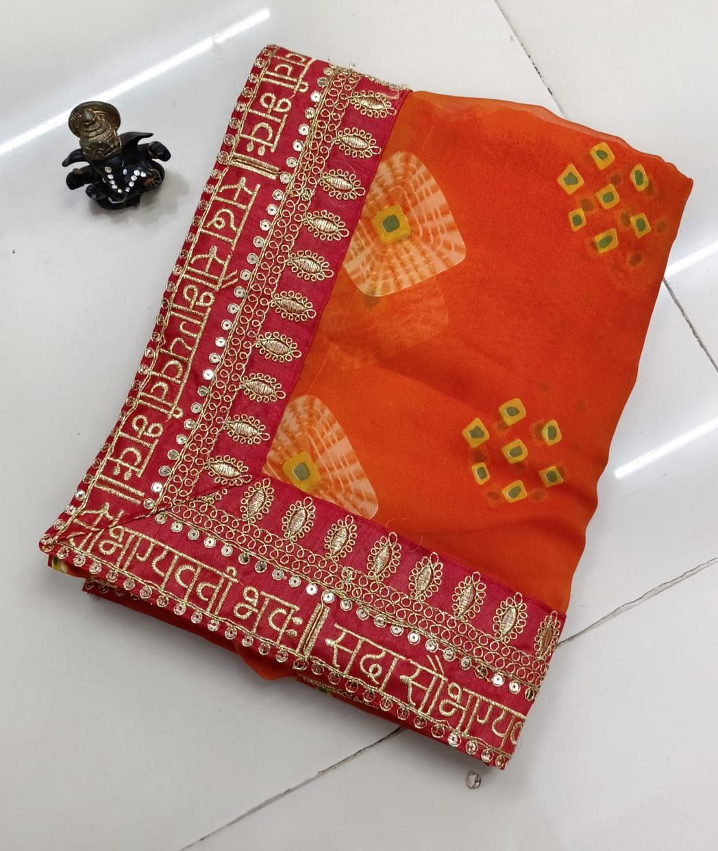 Vanshaf Collection Heavy Siqvence Coding lase Border And Bandhni Printed Sarees Blouse